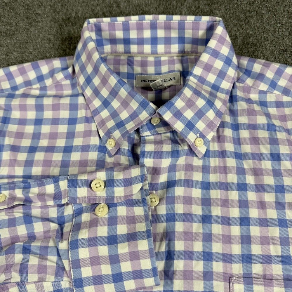 Peter Millar Shirt‎ Mens Large Plaid Check Crown Lite Sport Button Down Stretch